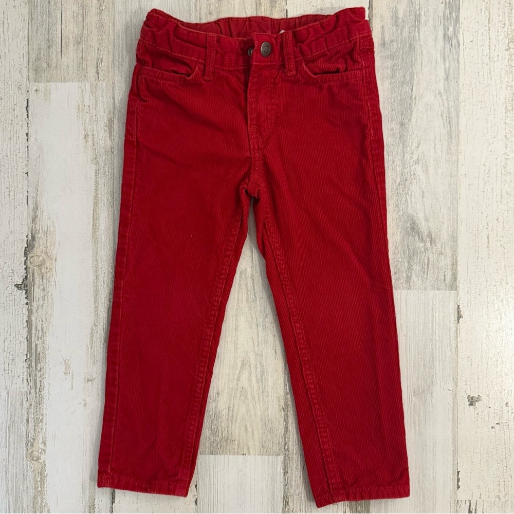 H&M Bright Red Corduroy Slim Fit Kids Pants